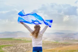 Girl Holding Israeli Flag