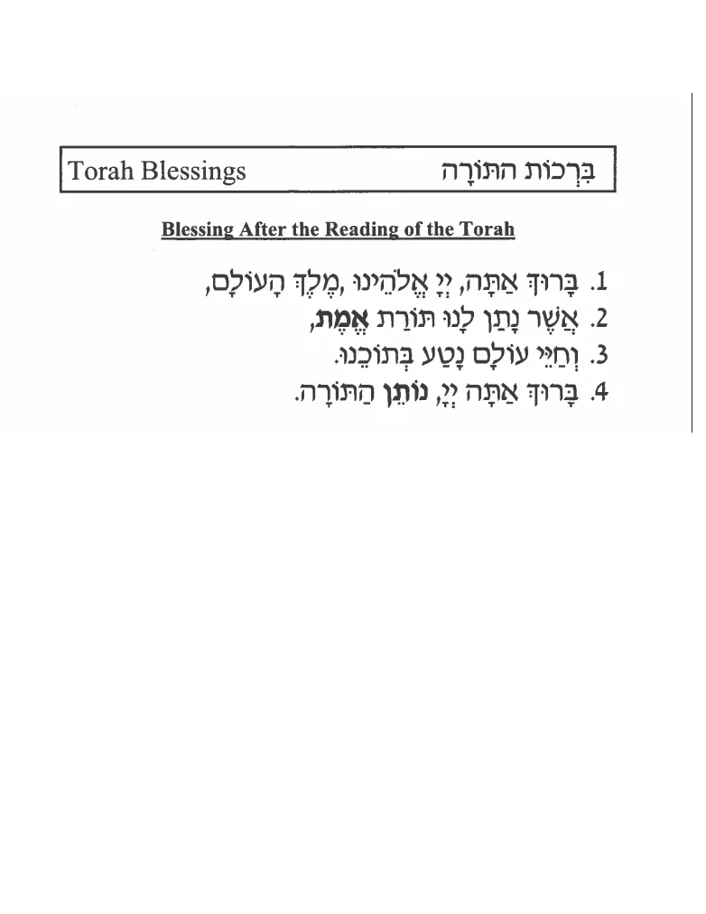 Blessigs for after reading the Torah