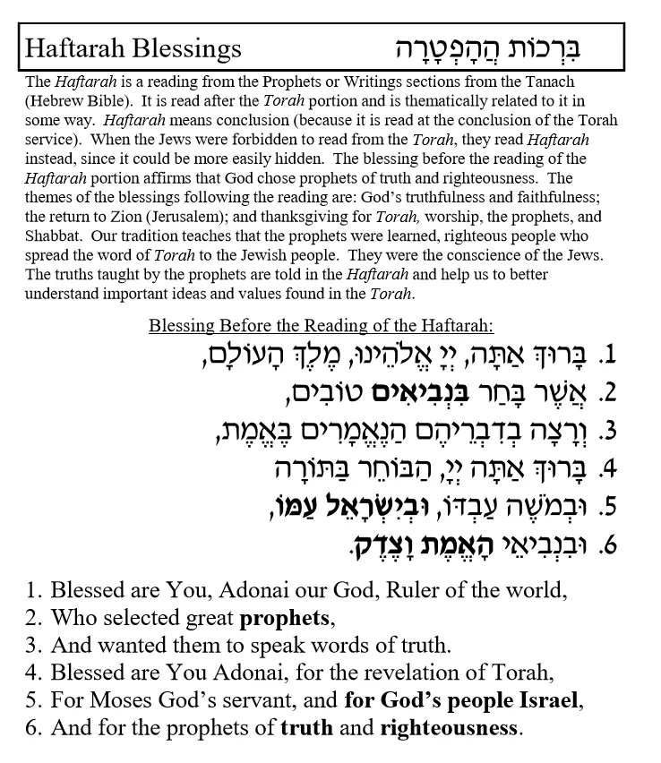 Haftarah Blessings(before)