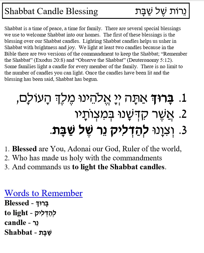 Shabbat Candle Blessing