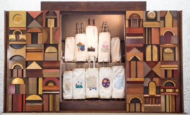 Ark Opened with White Torah Covers